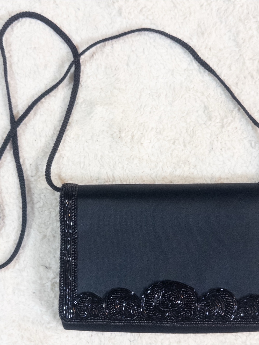 Vintage La Regale Black Beaded Evening Bag Clutch Purse Formal Cocktail - Picture 9 of 9